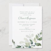 Modern Botanical Eucalyptus Boho Couples Shower Einladung (Vorderseite)