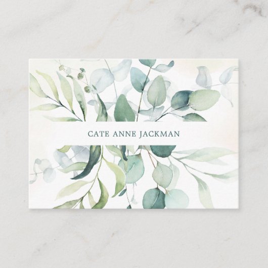Modern Botanical Eucalyptus Greenery Elegant Visitenkarte (Vorderseite)