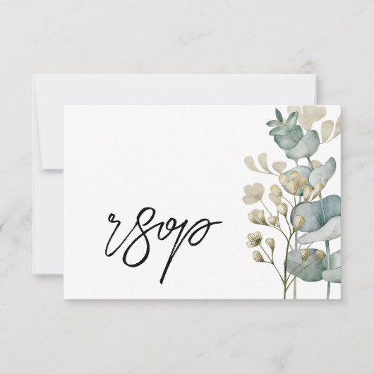 Modern Botanical Eucalyptus Wedding RSVP Card (Vorderseite)