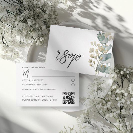 Modern Botanical Eucalyptus Wedding RSVP Card Karte