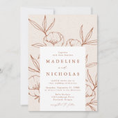 Modern Botanical Floral Cream & Cinnamon Wedding Einladung (Vorderseite)