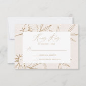 Modern Botanical Floral Cream & Gold Wedding RSVP Karte (Vorderseite)