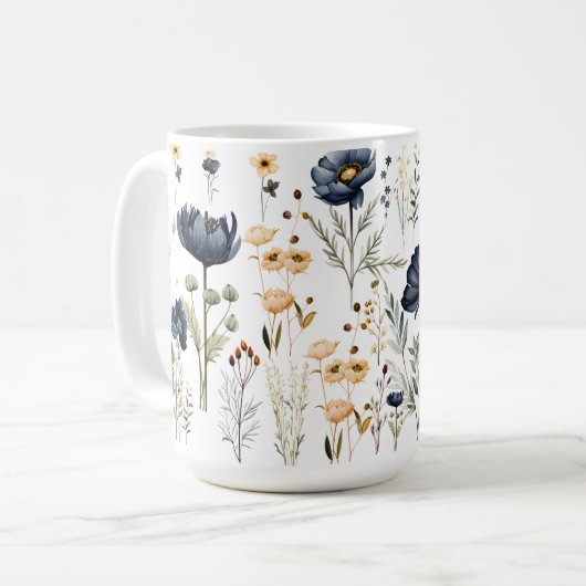 Modern botanical flower mug kaffeetasse (Vorderseite Links)