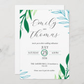 Modern Botanical Green Leaf Wedding Invitation Einladung (Vorne/Hinten)