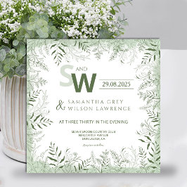 Modern Botanical Greenery Wedding Invitation Einladung