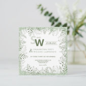 Modern Botanical Greenery Wedding Invitation Einladung (Stehend Vorderseite)