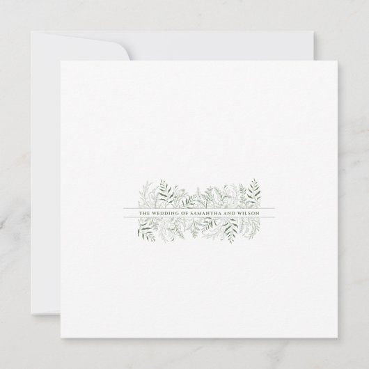 Modern Botanical Greenery Wedding Invitation Einladung (Rückseite)
