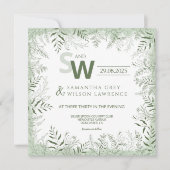 Modern Botanical Greenery Wedding Invitation Einladung (Vorderseite)