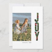 Modern Botanical Joy Red Green Holiday Foto Card (Vorderseite)