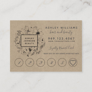 Modern Botanical Kraft Salon Loyalty Card Visitenkarte
