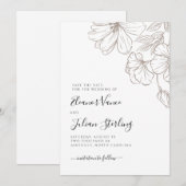 Modern Botanical Line Art Save The Date (Vorne/Hinten)