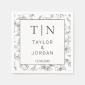 Modern Botanical Monogram Wedding Custom Napkins Serviette (Vorderseite)