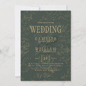 Modern BOTANICAL OLIVE Green Gold Wedding Einladung (Vorderseite)