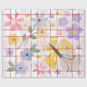 Modern botanical pattern Purple pink birthday Geschenkpapier (Flach)