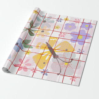 Modern botanical pattern Purple pink birthday Geschenkpapier