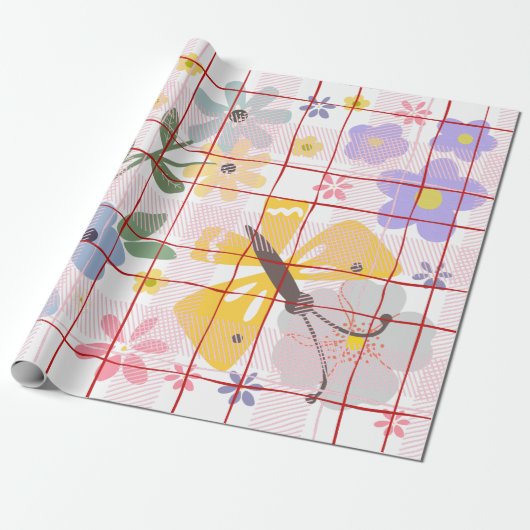 Modern botanical pattern Purple pink birthday Geschenkpapier (Ungerollt)