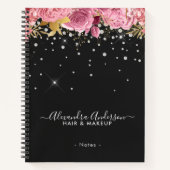 Modern Botanical Pink Floral Diamonds Glitter Notizblock (Vorderseite)