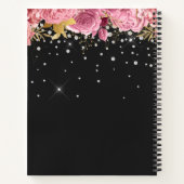Modern Botanical Pink Floral Diamonds Glitter Notizblock (Rückseite)