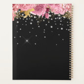 Modern Botanical Pink Floral Diamonds Glitter Planer (Rückseite)