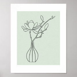 Modern Botanical Sage Green Illustration Poster