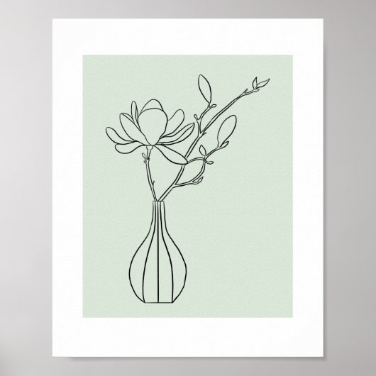 Modern Botanical Sage Green Illustration Poster (Vorne)