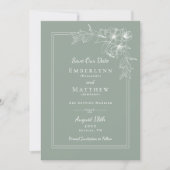 Modern Botanical Sage Green Photo Wedding Save The Date (Vorderseite)
