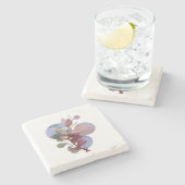 Modern Botanical Soft Neutral Lux Stone Coaster Steinuntersetzer (Seitenansicht)
