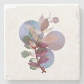 Modern Botanical Soft Neutral Lux Stone Coaster Steinuntersetzer (Vorderseite)