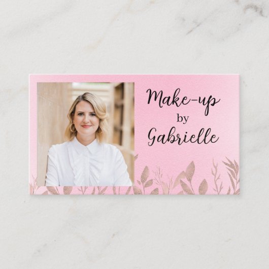 Modern Botanical Soft Pink Boho Photo QR Code   Visitenkarte (Vorderseite)