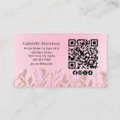 Modern Botanical Soft Pink Boho Photo QR Code  Visitenkarte (Rückseite)