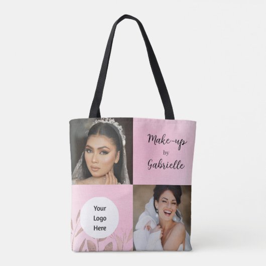 Modern Botanical Soft Pink Boho Photo Script Logo Tasche (Rückseite)