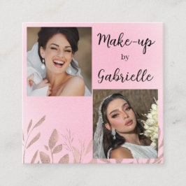 Modern Botanical Soft Pink Boho Photo Script  Quadratische Visitenkarte