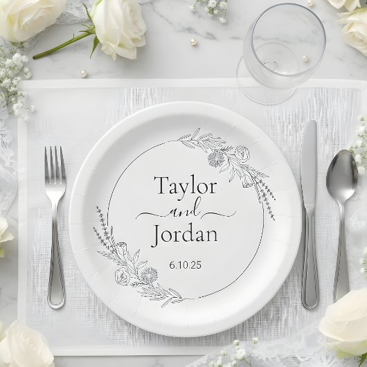 Modern Botanical Wedding Custom | Minimalist Pappteller