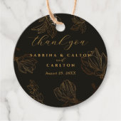 Modern Botanisch Golden Floral Black Vielen Dank Geschenkanhänger (Vorderseite)