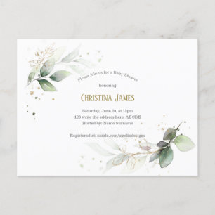 Modern, botanisch, grün, geschlechtsneutral einladungspostkarte