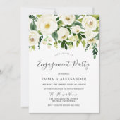 Modern Botanische Weißer Blume Engagement Party Einladung (Vorderseite)