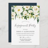 Modern Botanische Weißer Blume Engagement Party Einladung (Vorne/Hinten)