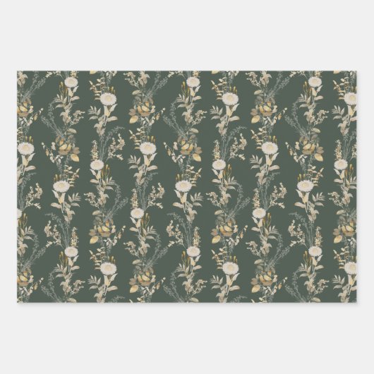 Modern Botanischer Blumenroter Umschlag Geschenkpapier Set (Vorderseite)