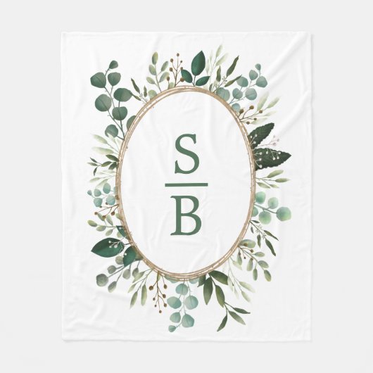 Modern Botanischer Grüner Hochzeitstag Fleecedecke (Vorderseite)