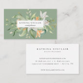 Modern Botanischer Lilienfloralarm Grün Visitenkarte (Vorne/Hinten)