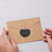 Modern Botanischer Rosa Blumenzwiebeldiamanten Gli Runder Aufkleber