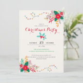 Modern Botanischer Twine Tinsel Lights Weihnachten Einladung (Stehend Vorderseite)