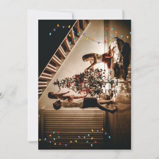 Modern Botanischer Twine Tinsel Lights Weihnachten Einladung (Rückseite)