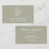 Modern Botanisches Leaf-Logo Einfach natürliches G Visitenkarte (Vorne/Hinten)