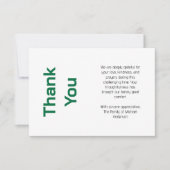 Modern Bottle Green Traditional Sympathy Funeral Dankeskarte (Vorderseite)