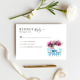 Modern Bougainvillea Destination Wedding RSVP Karte