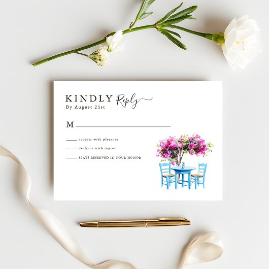 Modern Bougainvillea Destination Wedding RSVP Karte