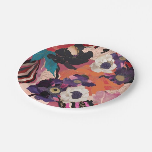 Modern Bouquet Pappteller (Schrägansicht)