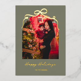 Modern Bow Arch Elegant Christmas Photo Gold Folien Feiertagskarte