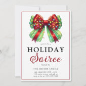 Modern Bow Christmas Lights Holiday Soiree Einladung (Vorderseite)